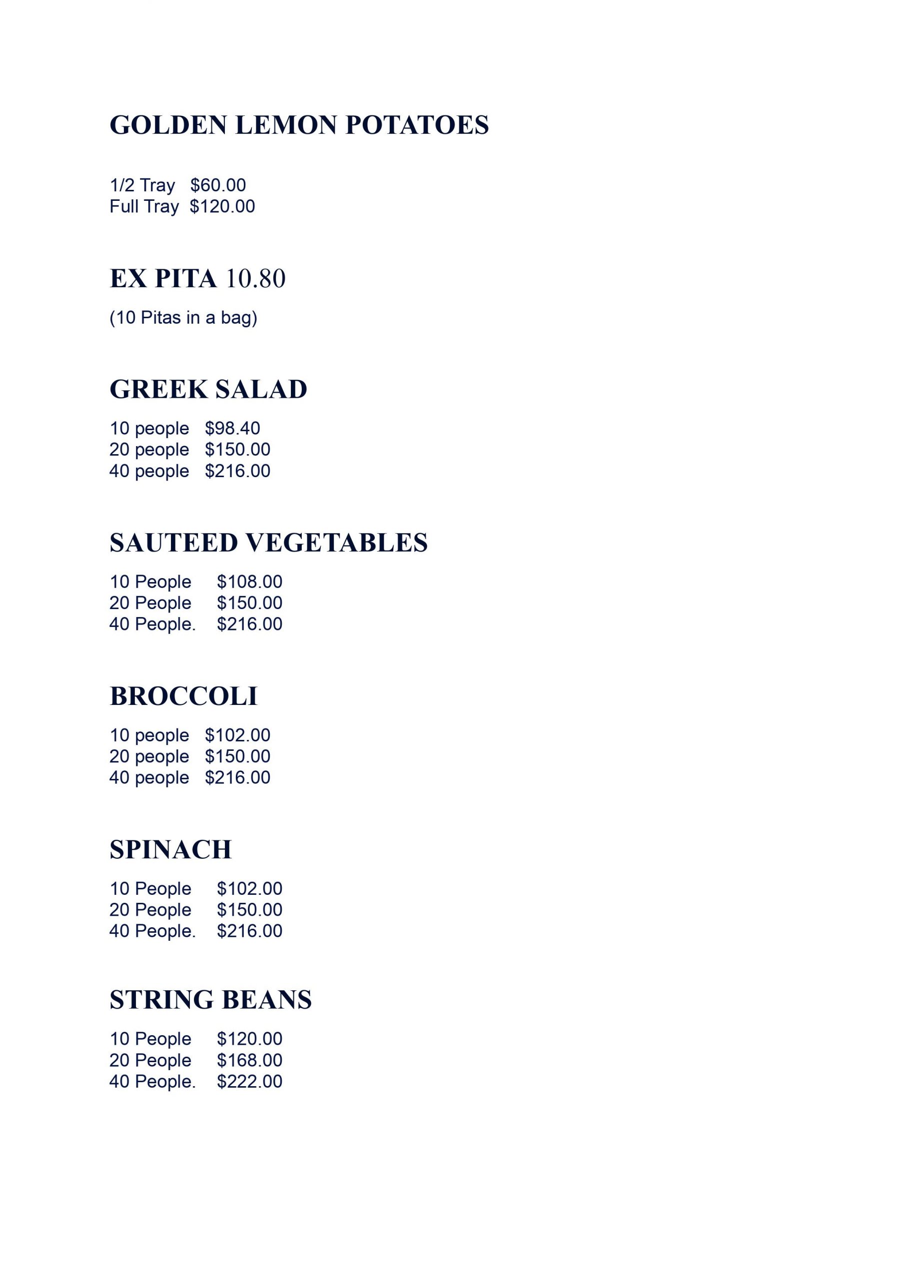 Catering Menu - page 2